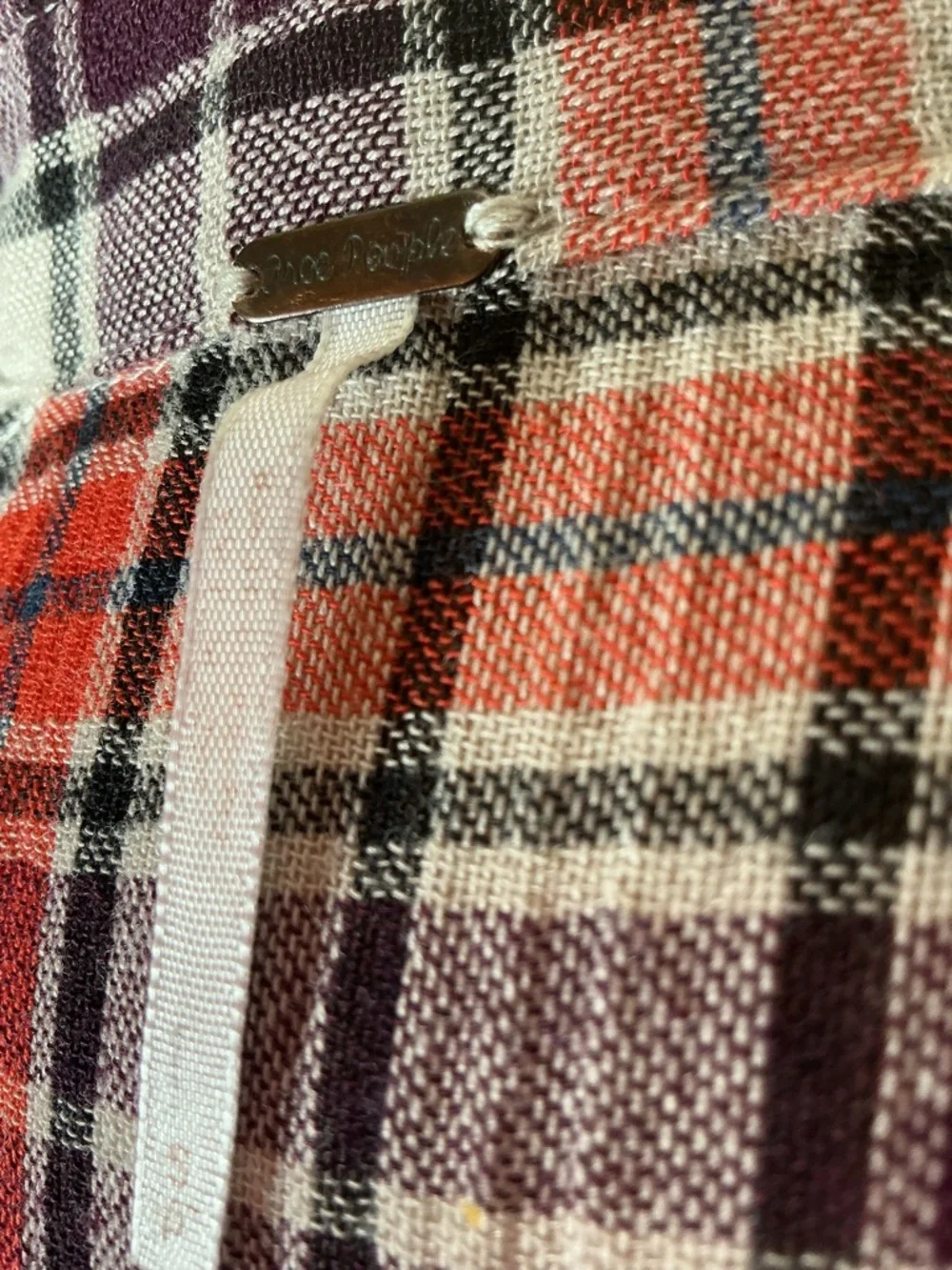 Free People- Women's Plaid Cutout Shoulder Flannel Shirt Jacket - Red & Purple - Picture 4 of 5